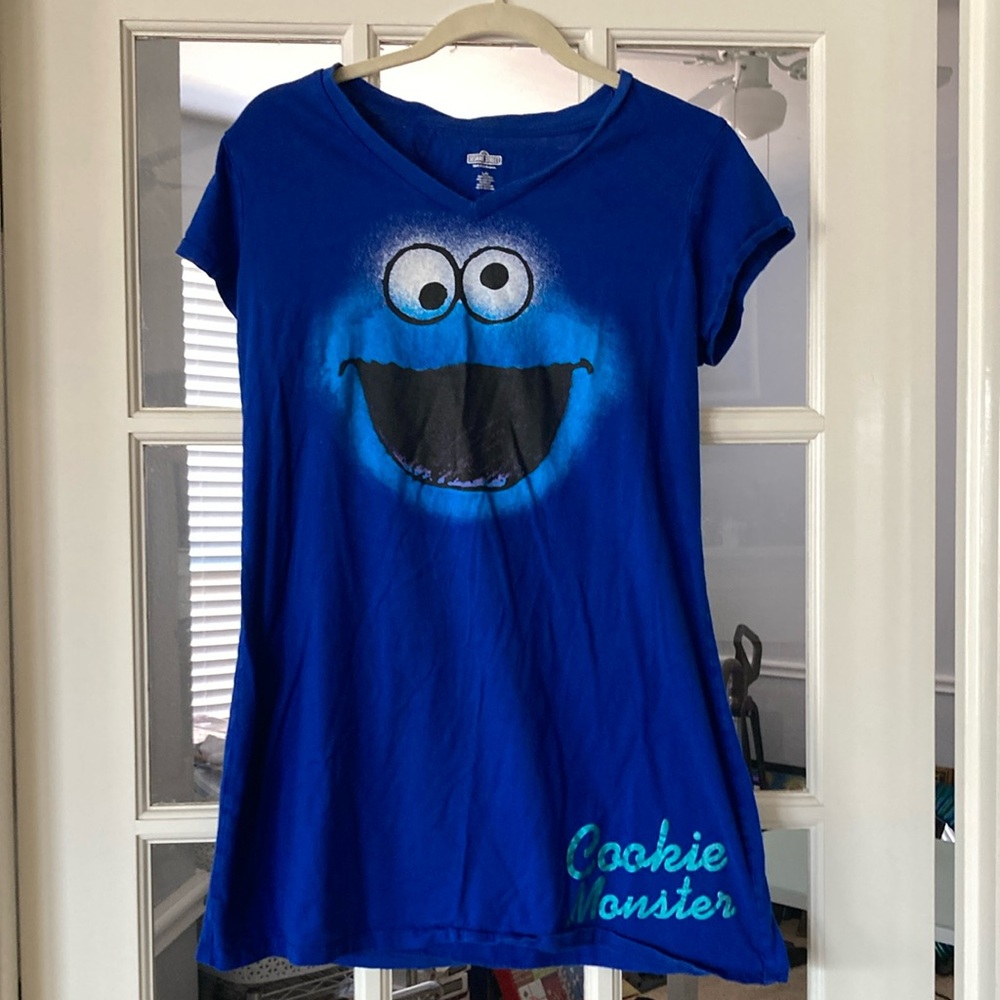 Cookie Monster Young Adult Blue T-Shirt